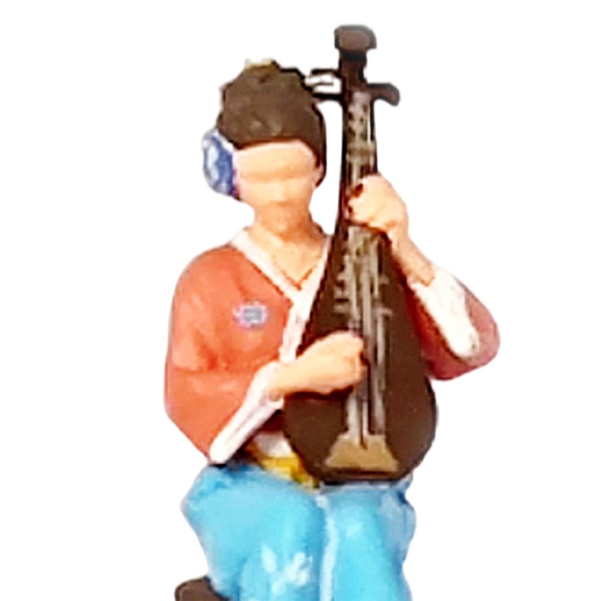 Resin 1/64 Chinese Instrument Players Figures Ornaments Pipa Pink Blue