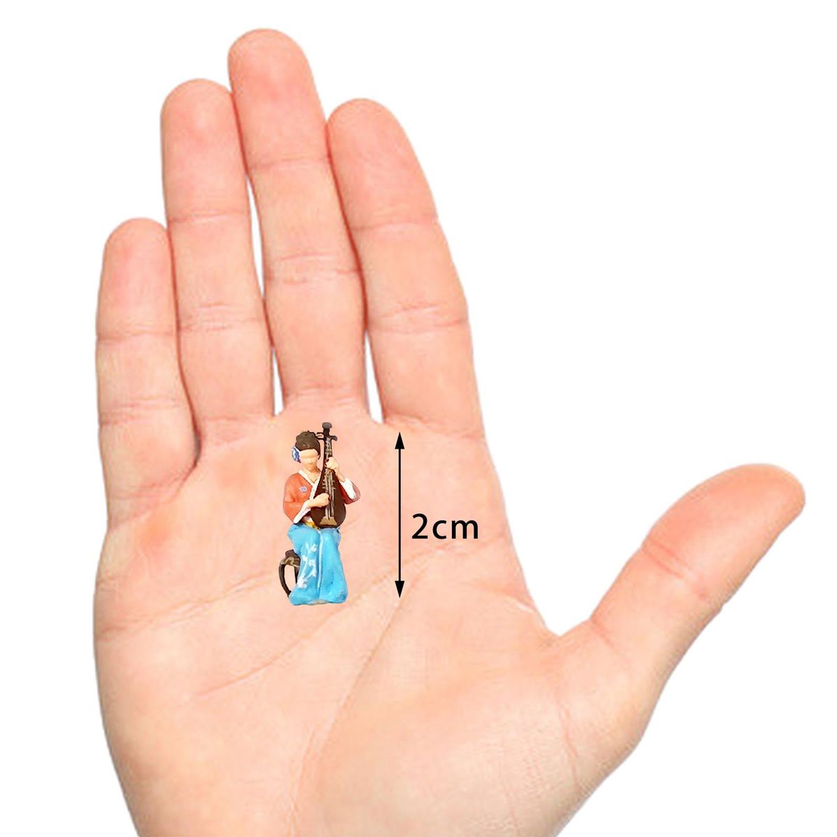 Resin 1/64 Chinese Instrument Players Figures Ornaments Pipa Pink Blue