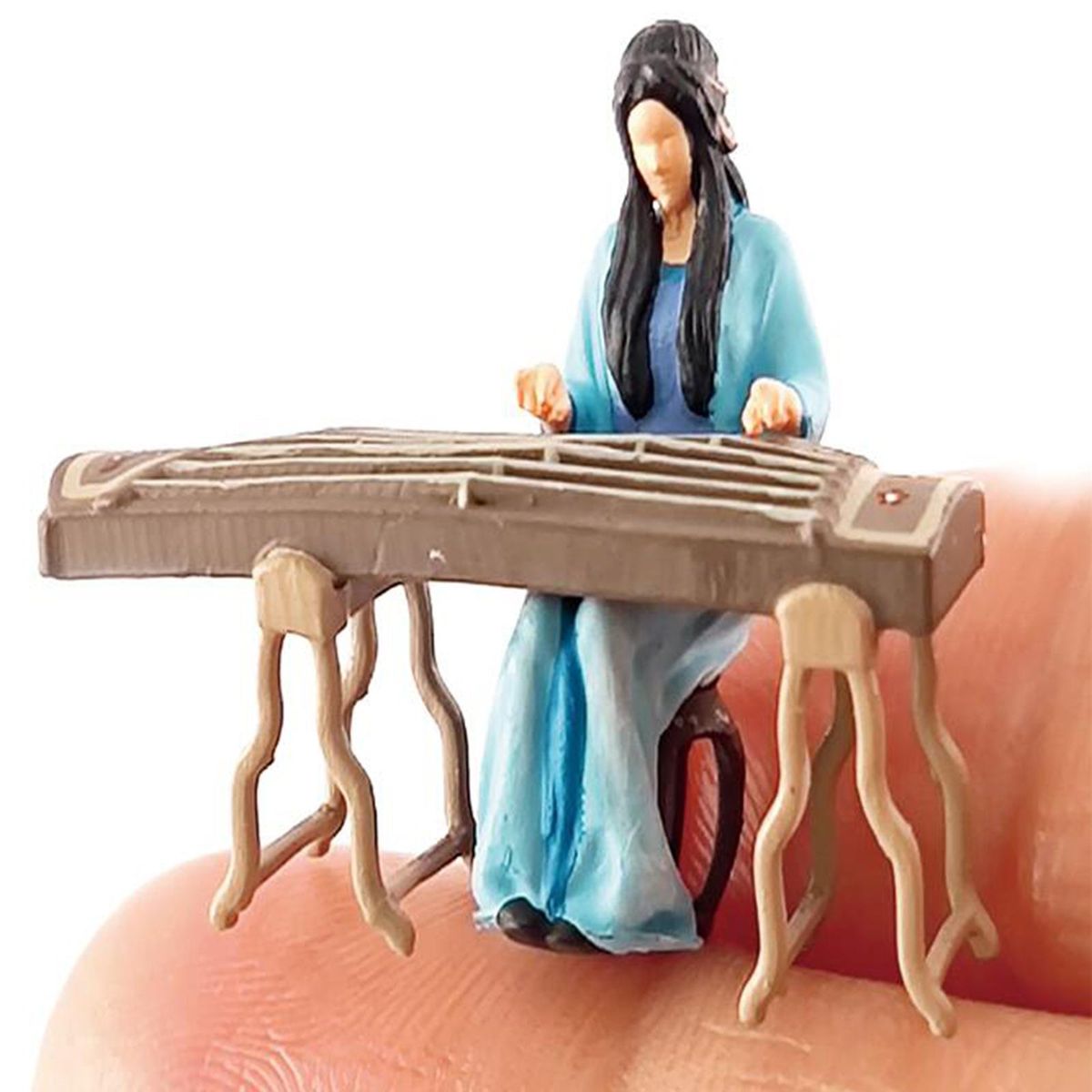 Resin 1/64 Chinese Instrument Players Figures Ornaments Pipa Pink Blue