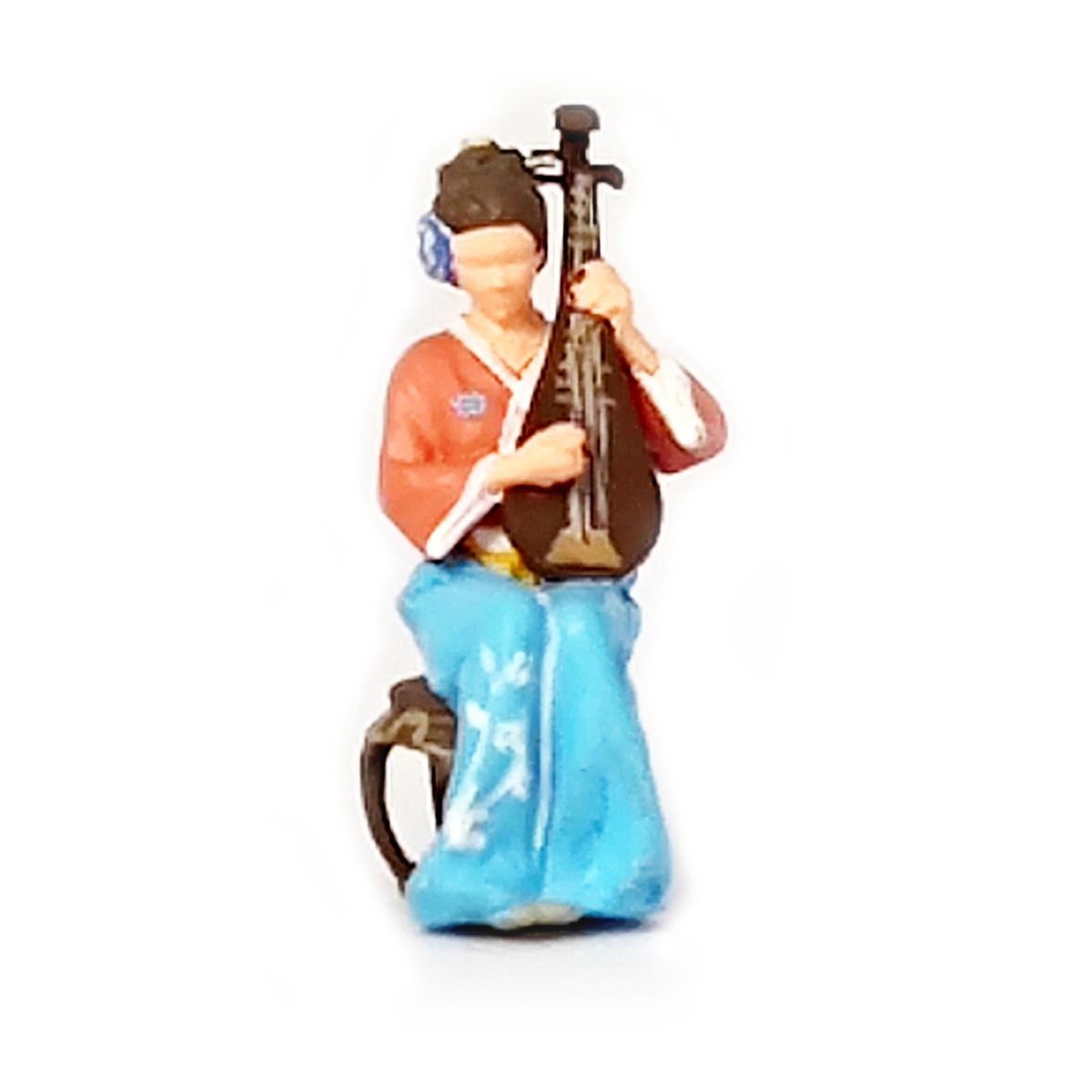 Resin 1/64 Chinese Instrument Players Figures Ornaments Pipa Pink Blue