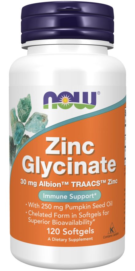 Zinc Glycinate 30mg With 250mg Pumpkin Seed Oil, 120 Sftgels