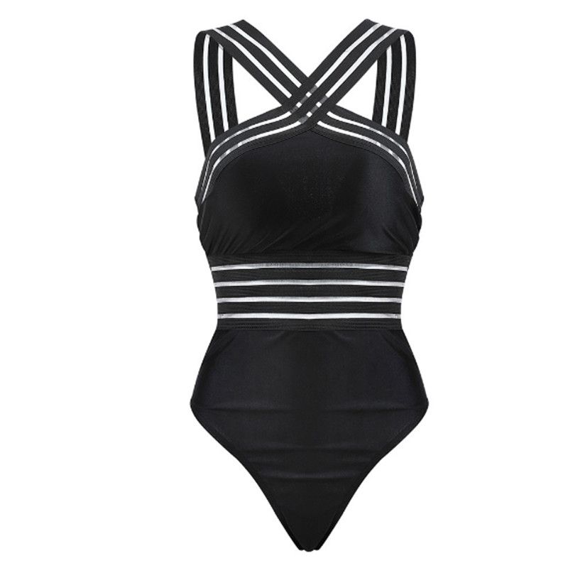 Sexy One Piece Swimsuit Women Bandage Cross Back Neck Monokini Female Bathing Suits Swimming Suit