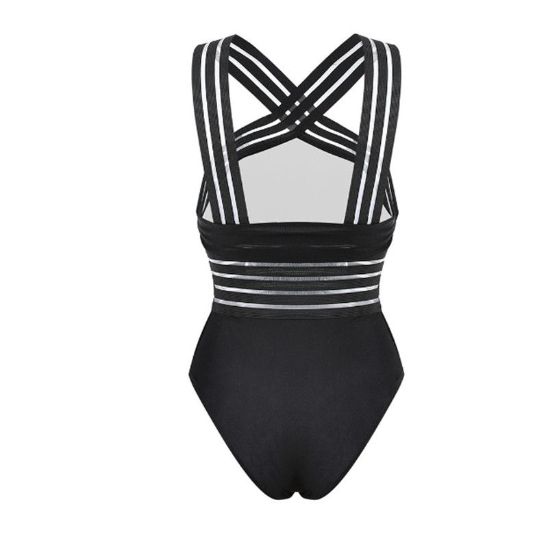 Sexy One Piece Swimsuit Women Bandage Cross Back Neck Monokini Female Bathing Suits Swimming Suit