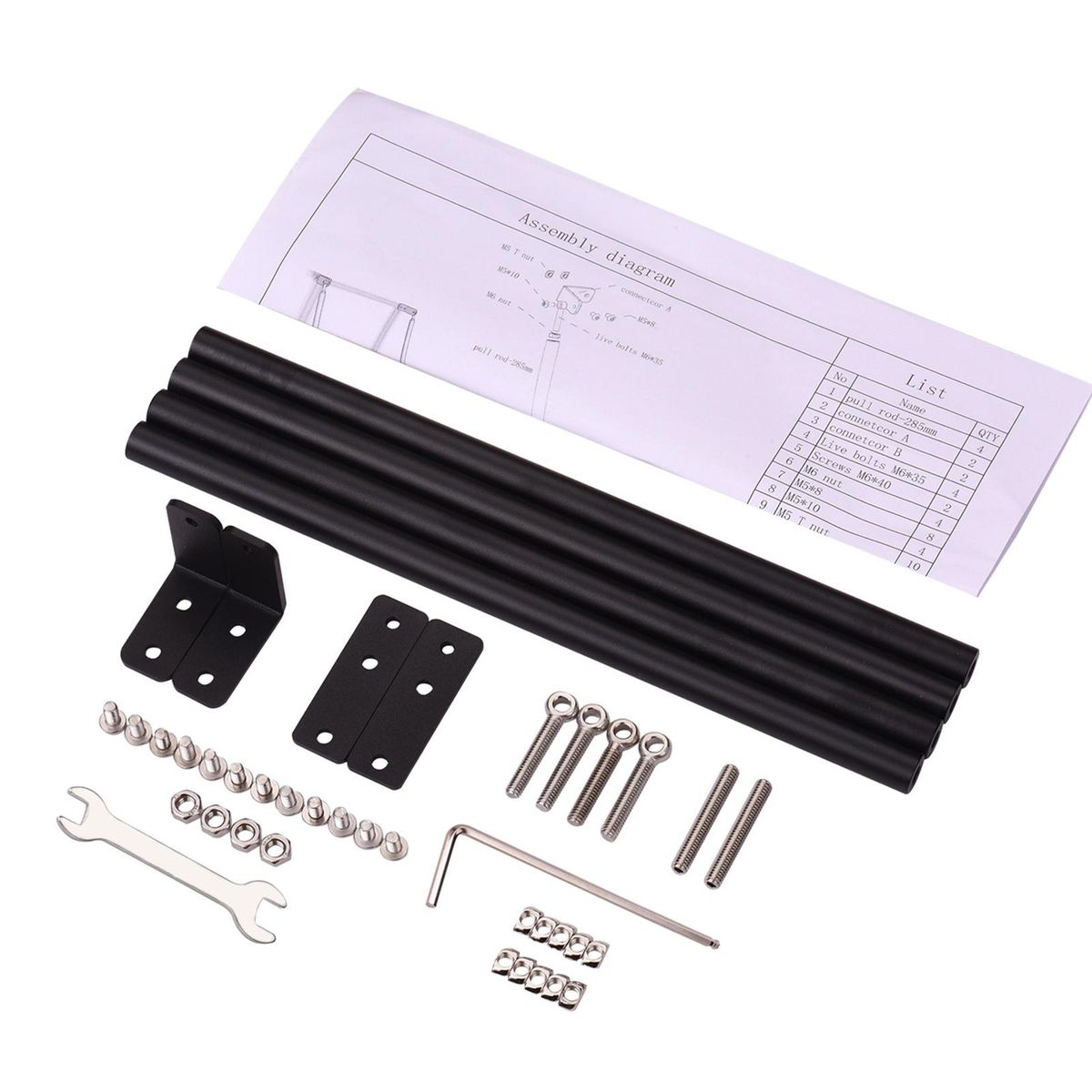 3D Printer Parts Upgrade Supporting Pull Rod Kit Compatible with Creality CR-10/CR-10S/CR-10 S4 TEVO Tornado 3D Printer