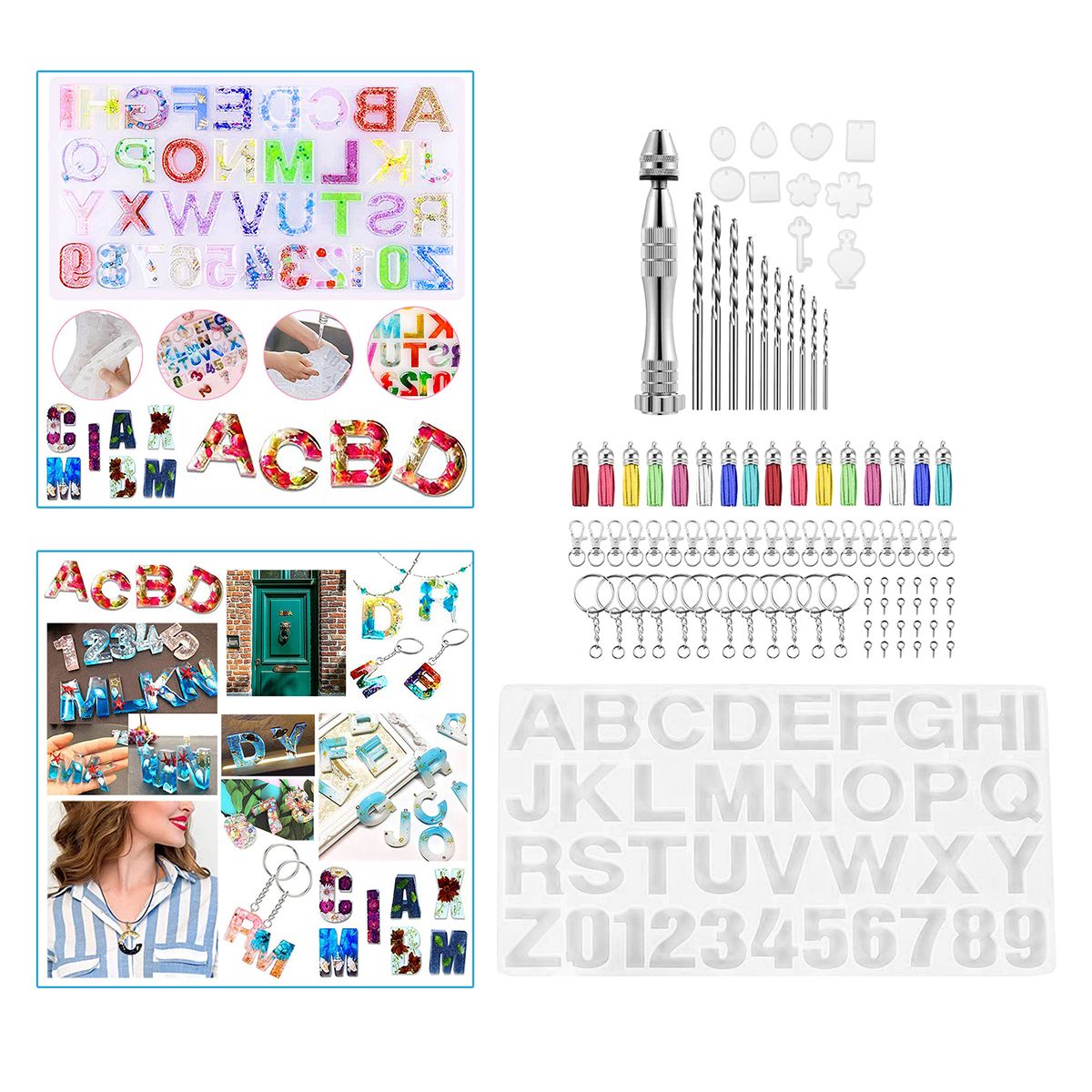 Letter Numbers Silicone Molds Resin Mould Backward DIY Keychain