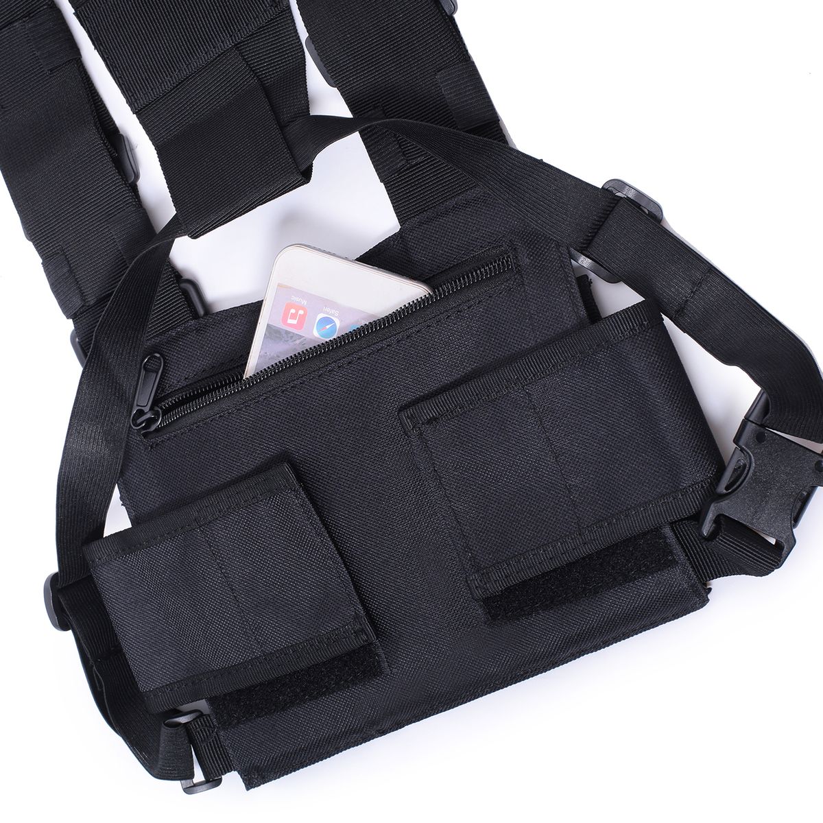 Men Outdoor Chest Rig Vest Harness Bag Sport Shoulder Pouch