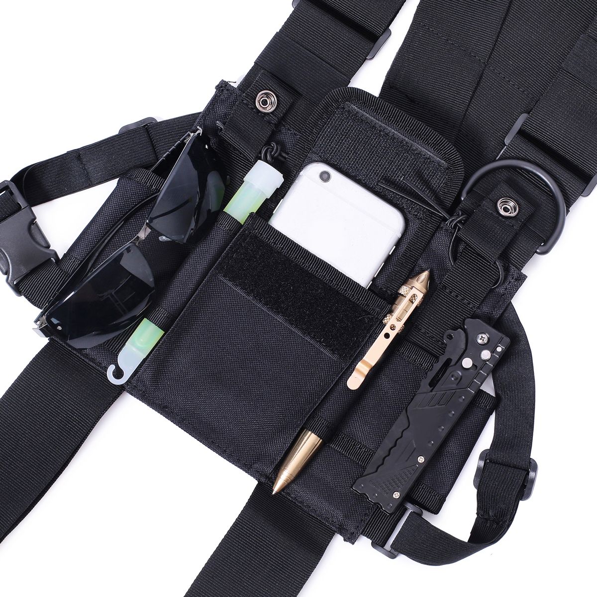 Men Outdoor Chest Rig Vest Harness Bag Sport Shoulder Pouch