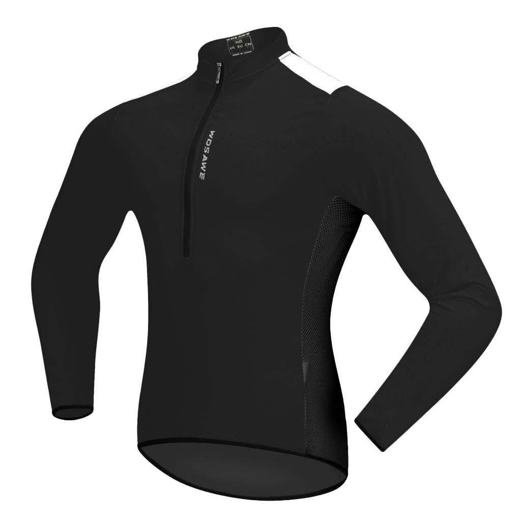 Cycling Long Sleeve Jersey Top Jacket Bike Biking Shirt Quick Black L