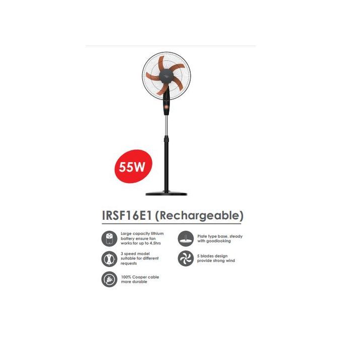 Itel16 Inches Rechargeable Fan -12 Months Warranty+Free Gift