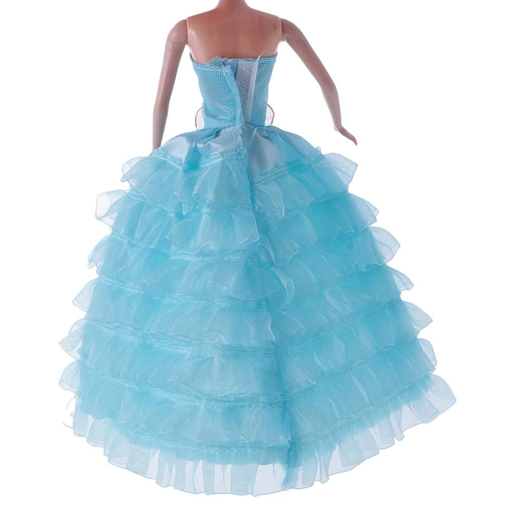 Fashion 7 Layers Wedding Bridal Dress Gown Clothes Outfit For  Blue
