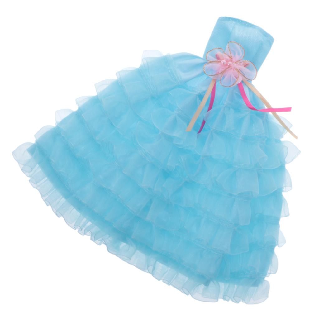 Fashion 7 Layers Wedding Bridal Dress Gown Clothes Outfit For  Blue