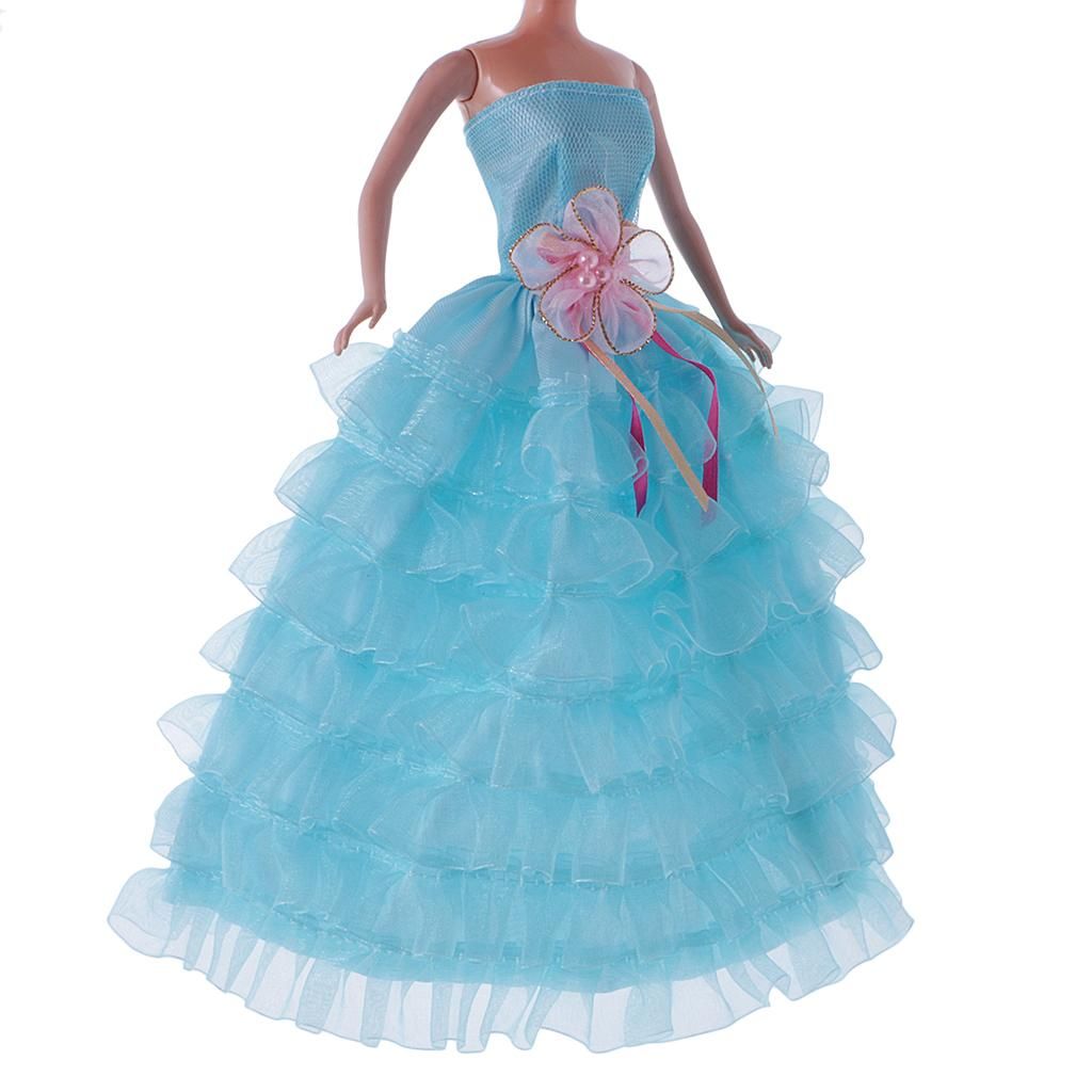 Fashion 7 Layers Wedding Bridal Dress Gown Clothes Outfit For  Blue