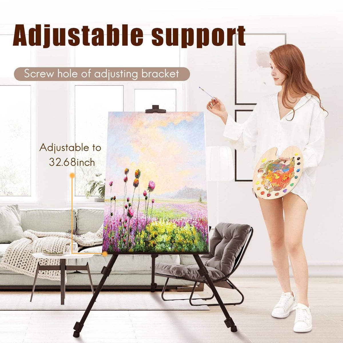 White Board Artist Telescopic Field Studio Painting Easel Tripod Display Stand