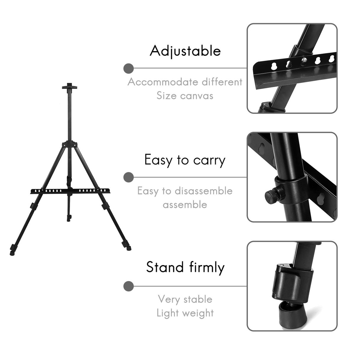 White Board Artist Telescopic Field Studio Painting Easel Tripod Display Stand
