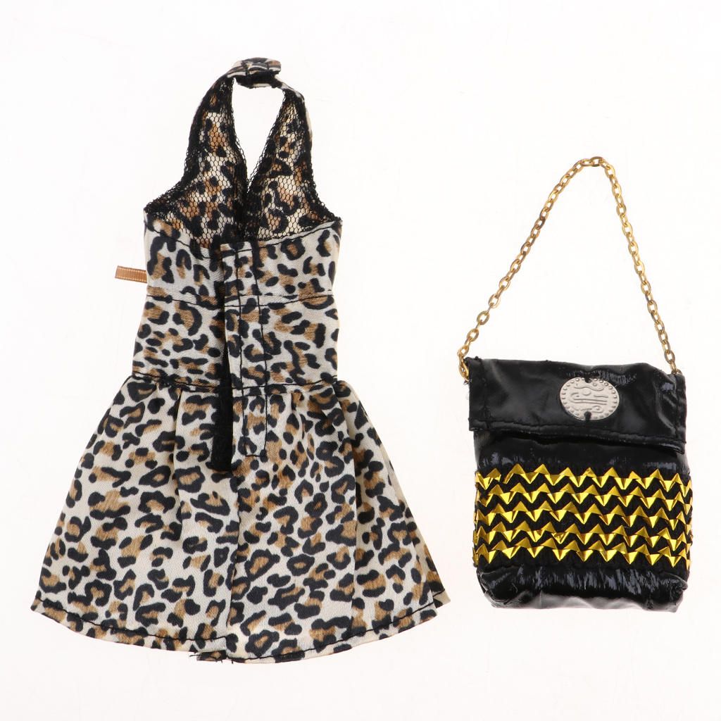 2Pcs Clothes Set Halter Dress Skirt & Chain Handbag For 30cm  Doll