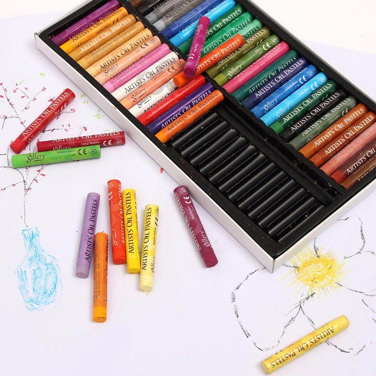 50 Colors Box Non-toxic Artists Gallery Oil Pastels Drawing Pens Drawing Paint