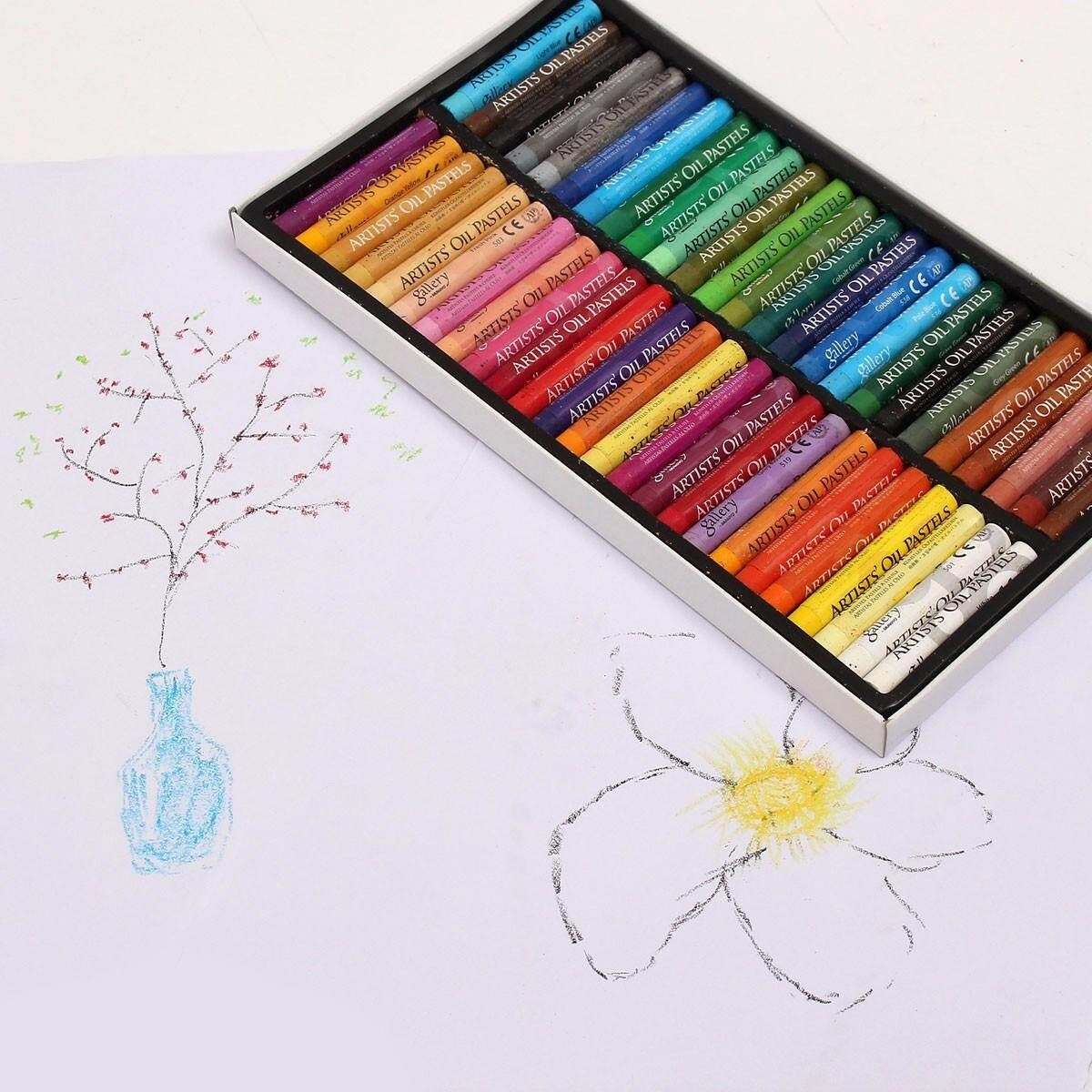 50 Colors Box Non-toxic Artists Gallery Oil Pastels Drawing Pens Drawing Paint