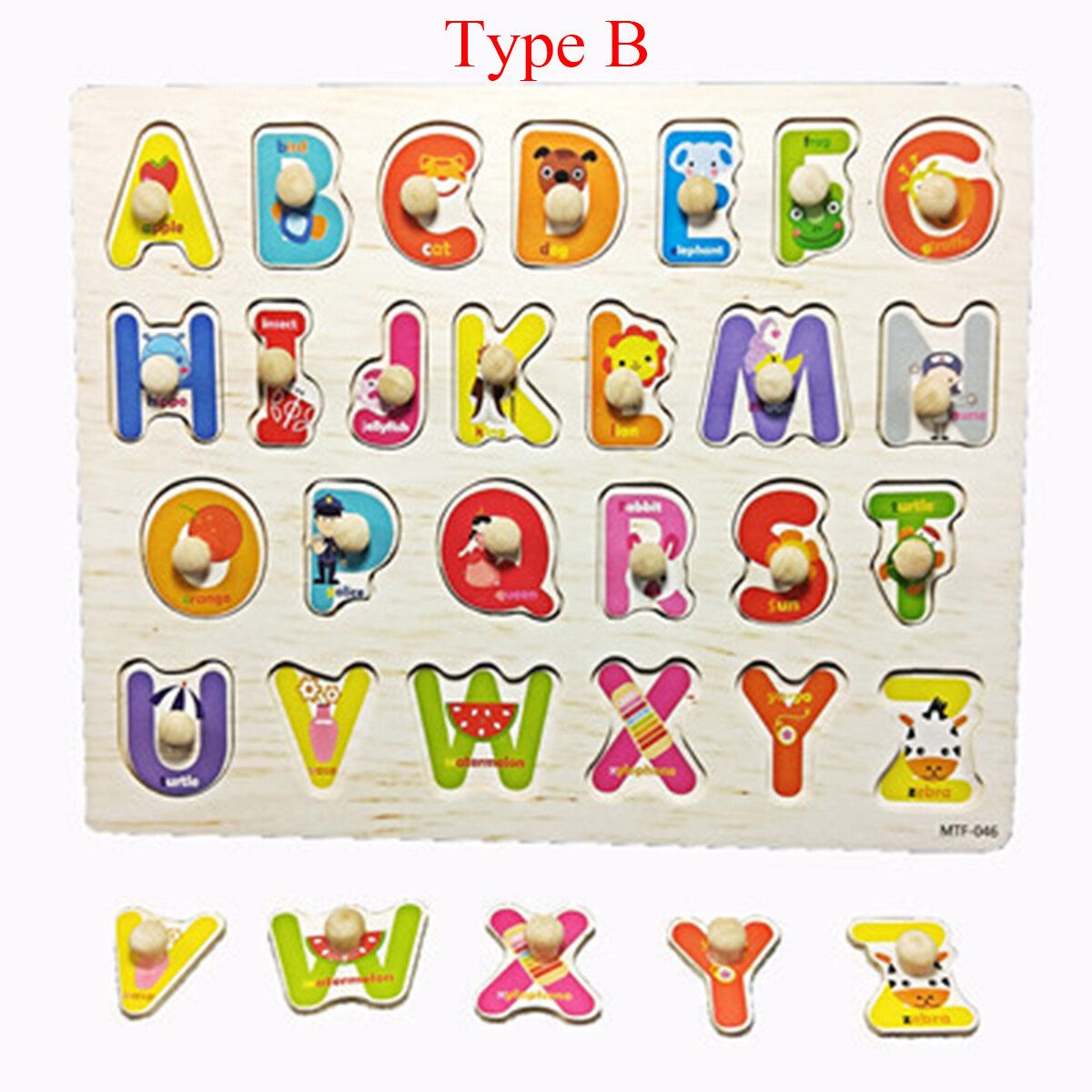 Wooden Uppercase Letters Block Puzzle Board Early Educational Develop Kids Toys Type B