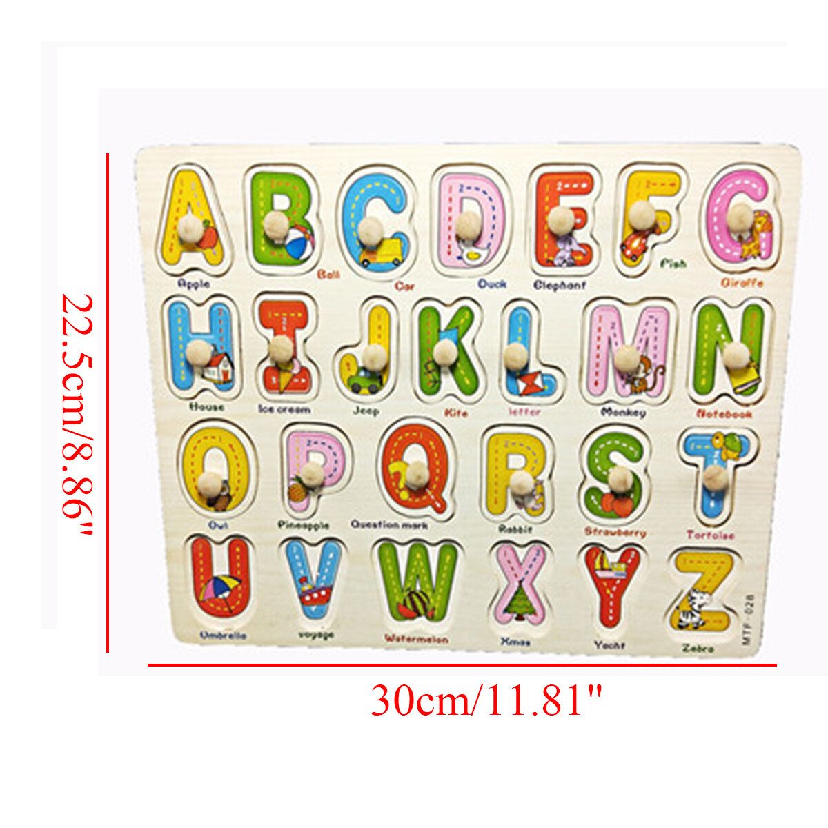 Wooden Uppercase Letters Block Puzzle Board Early Educational Develop Kids Toys Type B