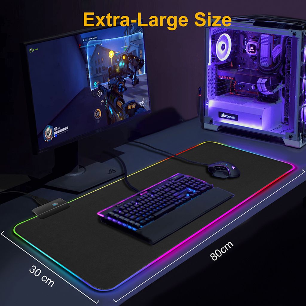 Rgb Soft Large Gaming Mouse Pad Oversize Glowing Led Rubber