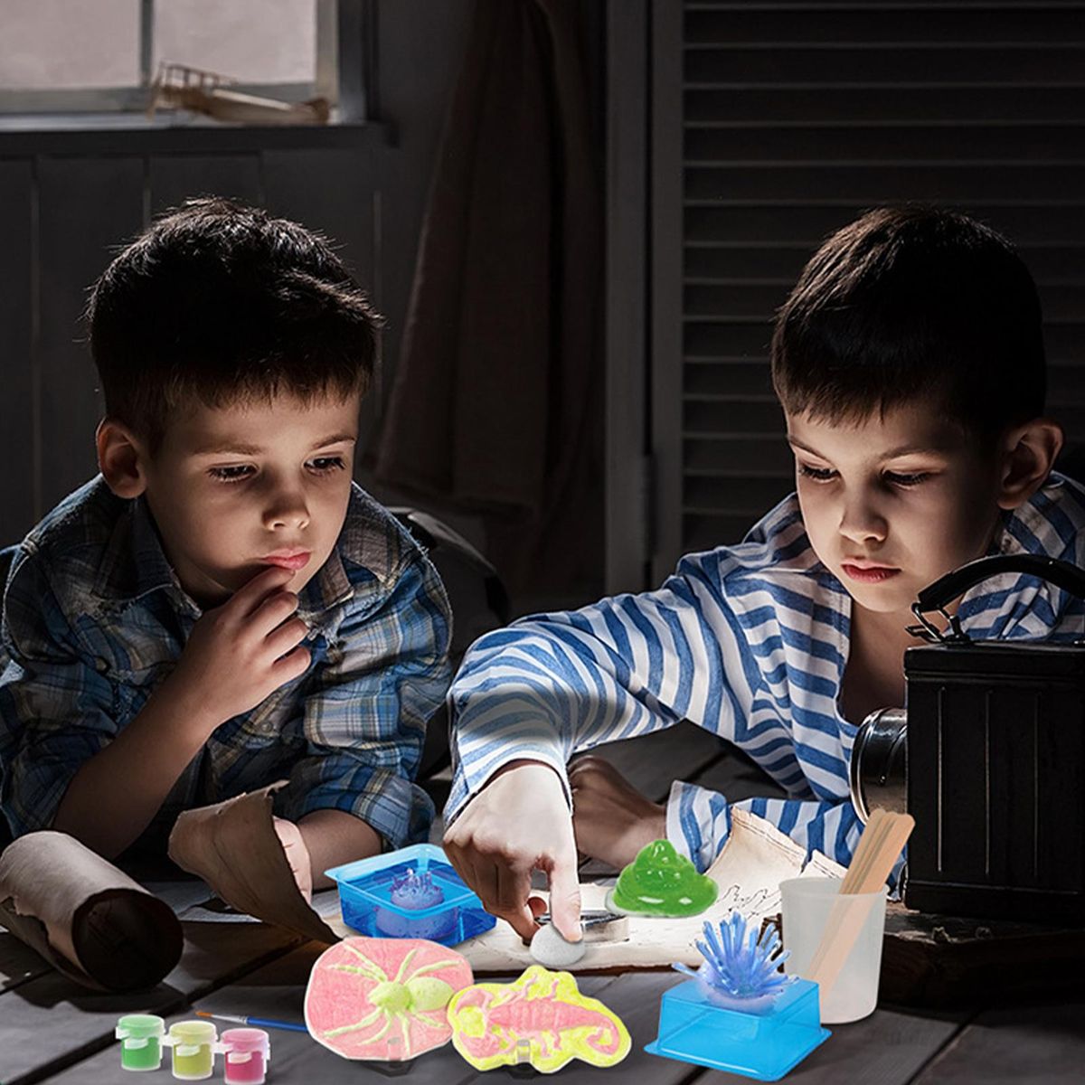 STEAM Chemical Science Experiment Glowing Slime Crystal Growing Gypsum Animals 3-in-1 Educational Craft DIY Projects Kits Lab Experiment
