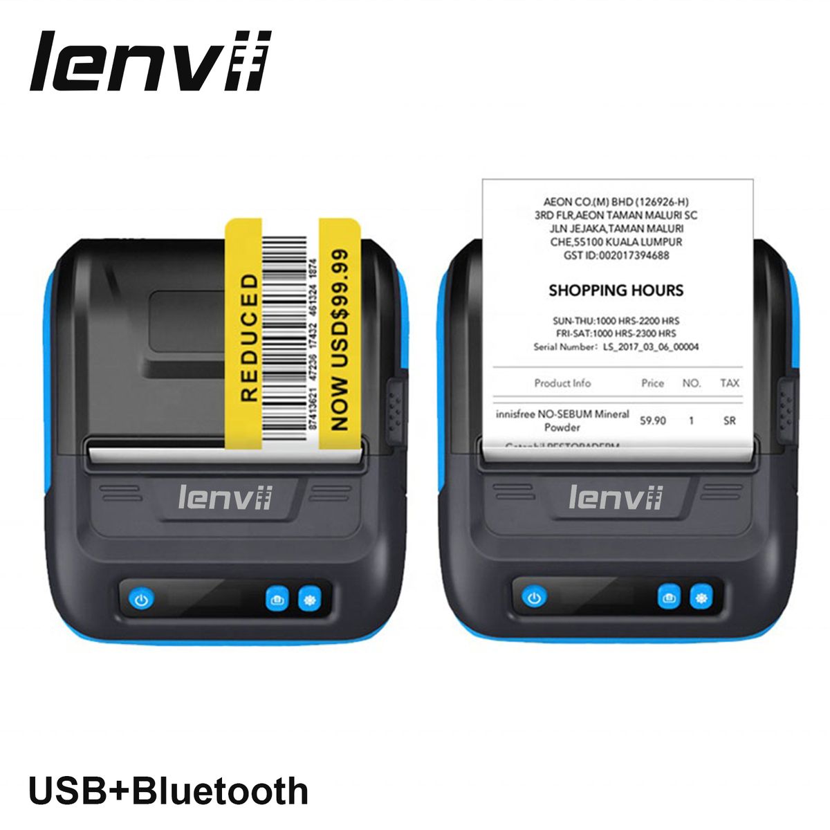 378B Portable Bluetooth Label Printer Receipt 80mm Food Production Date Barcode Label Printing Tobacco Price Jewelry Price Label Qualification Certificate Small Mobile Phone Printing