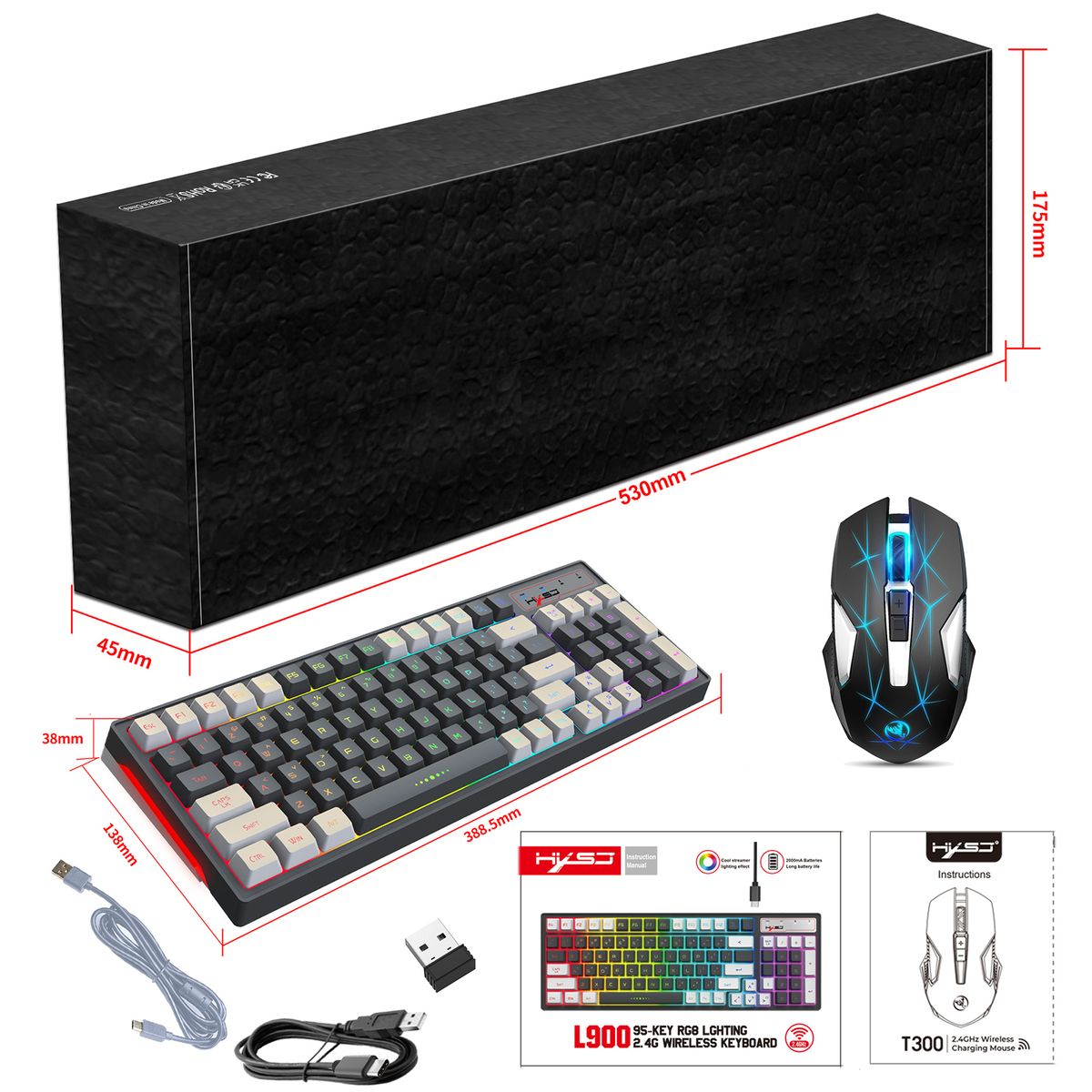 L99 2.4G Wireless Rechargeable Keyboard Mouse Combo 96 Keys