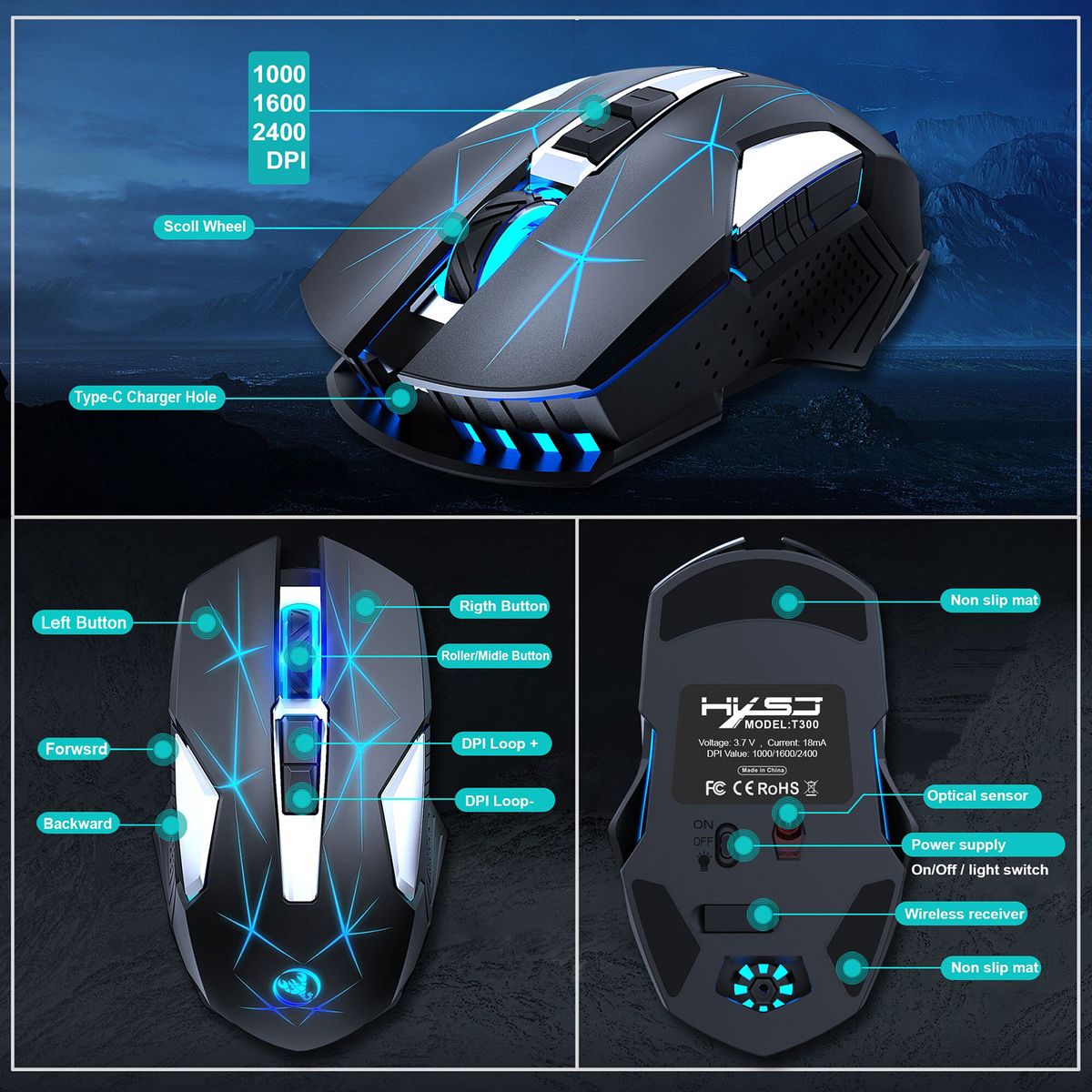 L99 2.4G Wireless Rechargeable Keyboard Mouse Combo 96 Keys