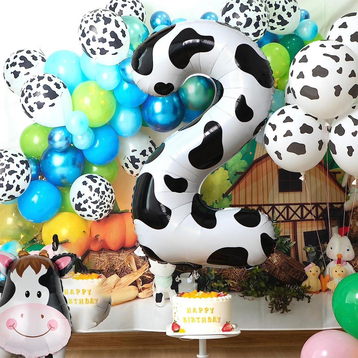 Easy Storage Cow Balloon Whimsical Cow Number Balloon Fun Foldable