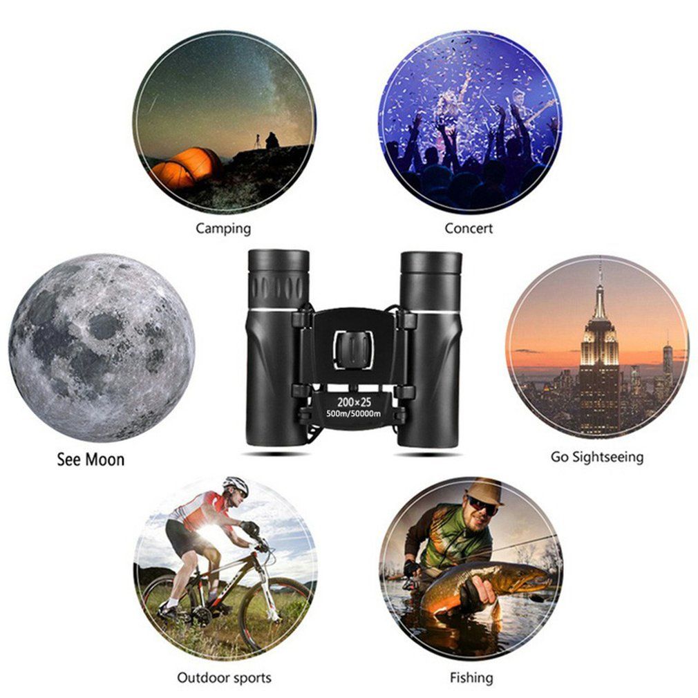 Mini Portable Zoom High Definition Tele  Bino Ulars Powerful 200x25-bla K-1p  Bino Ulars