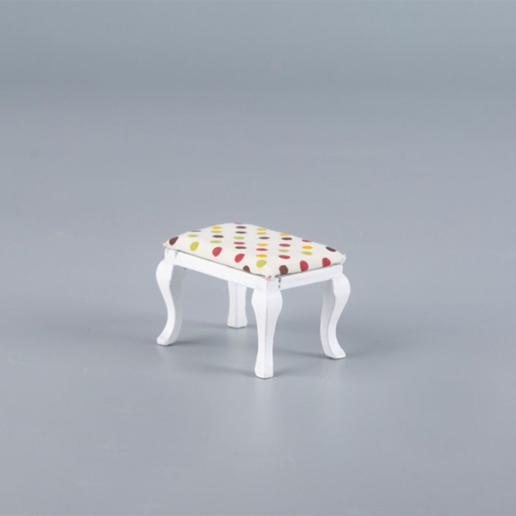 1:12 Mini Toy Dressing Mirror Table With Stool  White
