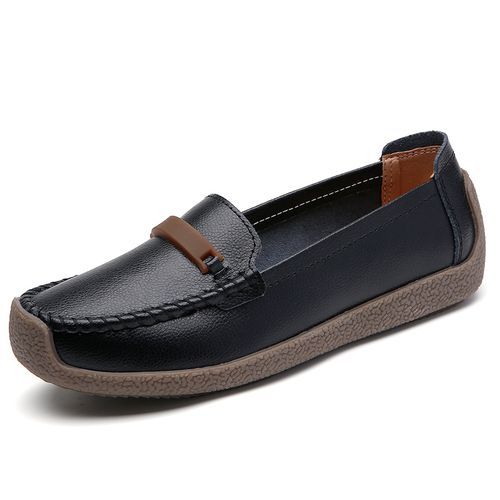 Women Hollow Loafers Lady  Flat  Shoes Anti-odor Moccasins (Black)