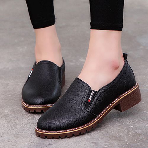 Ladies Fashion Loafers Platform Casual Loafers - Black