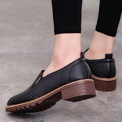 Ladies Fashion Loafers Platform Casual Loafers - Black