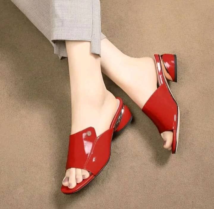A Glossy Occasion  Ladies Slippers- Red