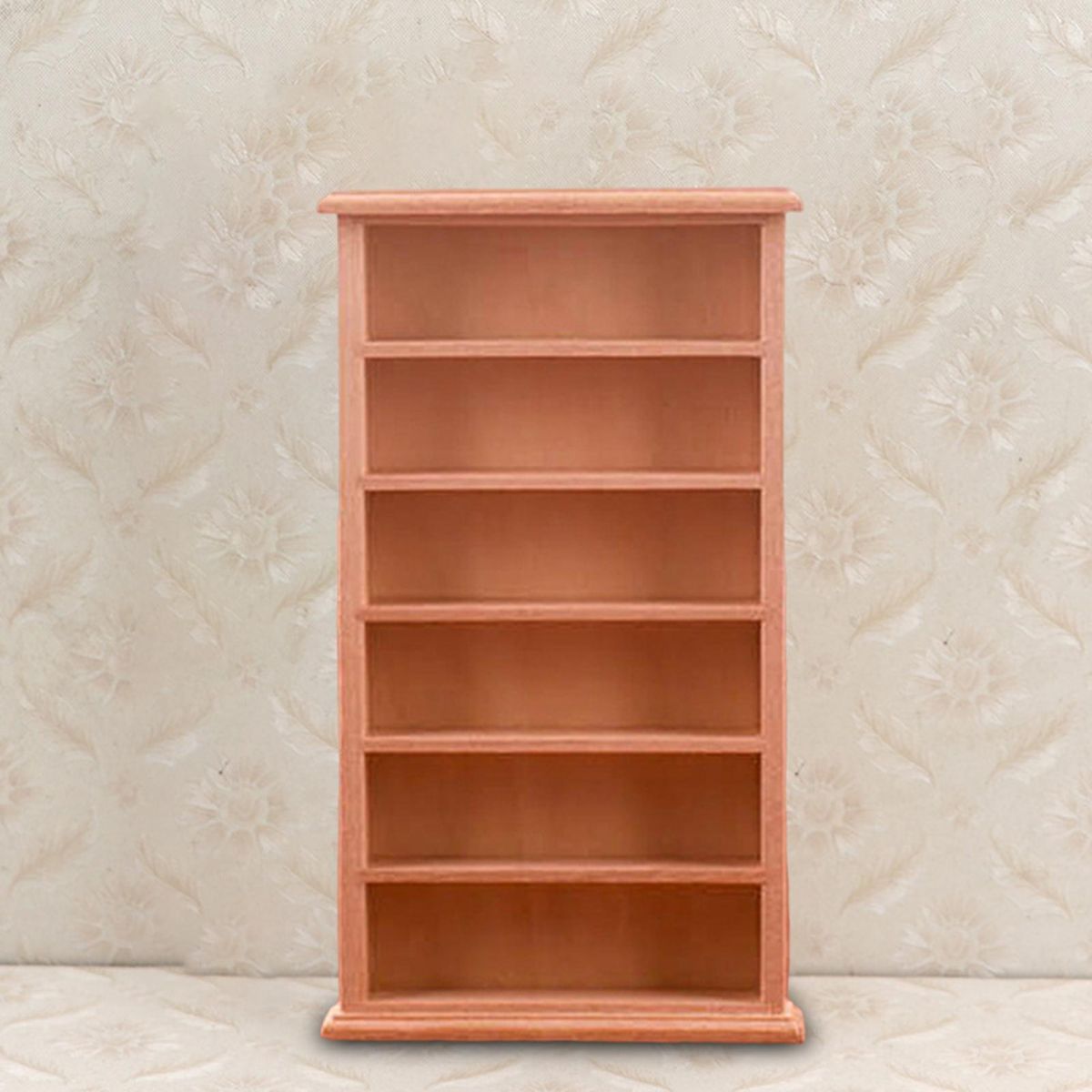 Dollhouse Bookcase Miniature Book Magazine Storage Display Shelf Model Pretend Toy Wooden Color