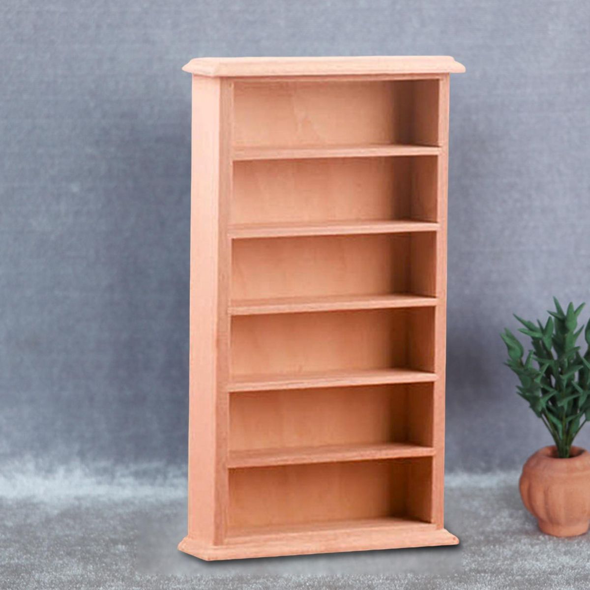 Dollhouse Bookcase Miniature Book Magazine Storage Display Shelf Model Pretend Toy Wooden Color
