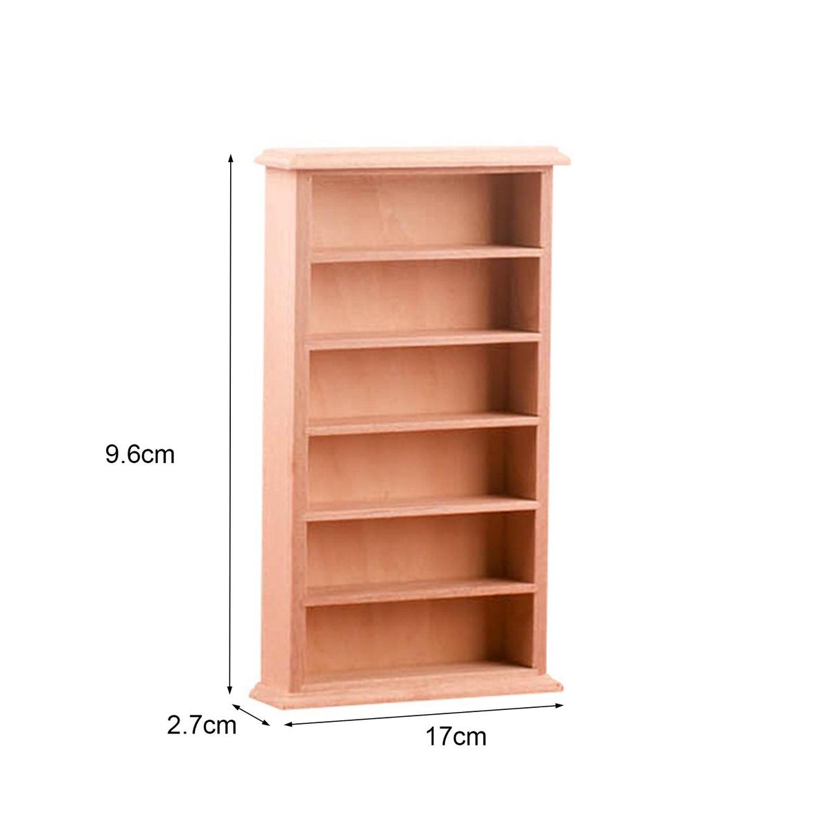 Dollhouse Bookcase Miniature Book Magazine Storage Display Shelf Model Pretend Toy Wooden Color