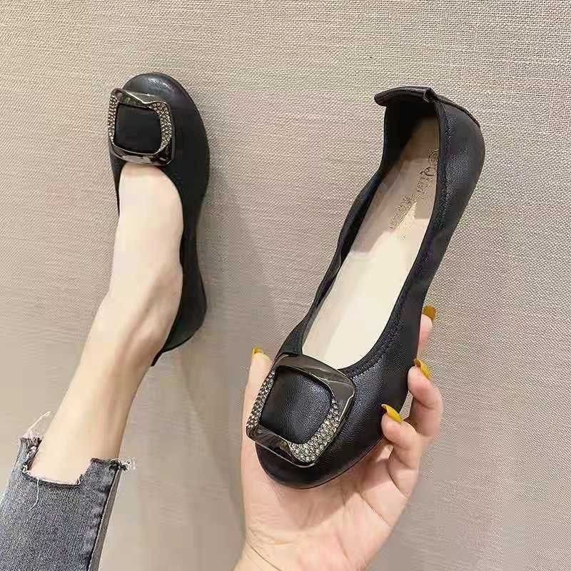 Ladies Flat Loafers Shoe  - Black
