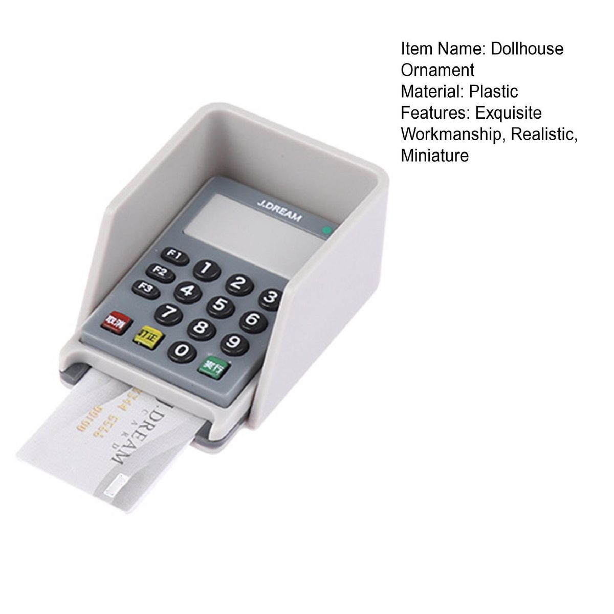 Mini Credit Card Machine for Dollhouse Miniature Dollhouse Credit Card White
