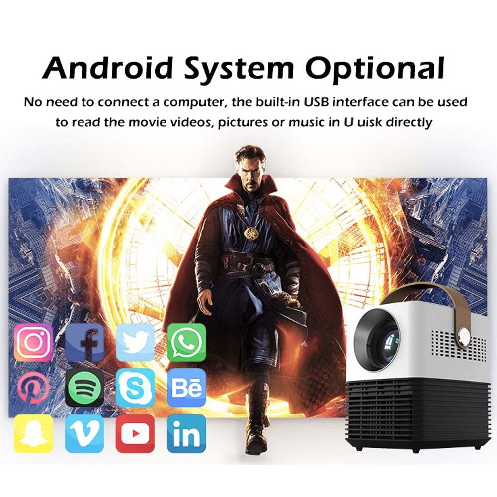 L7 854x480P 100 ANSI Lumens Portable Home Theater LED HD Digital Projector With Battery, Android 6.0, 1G+8G, AU Plug