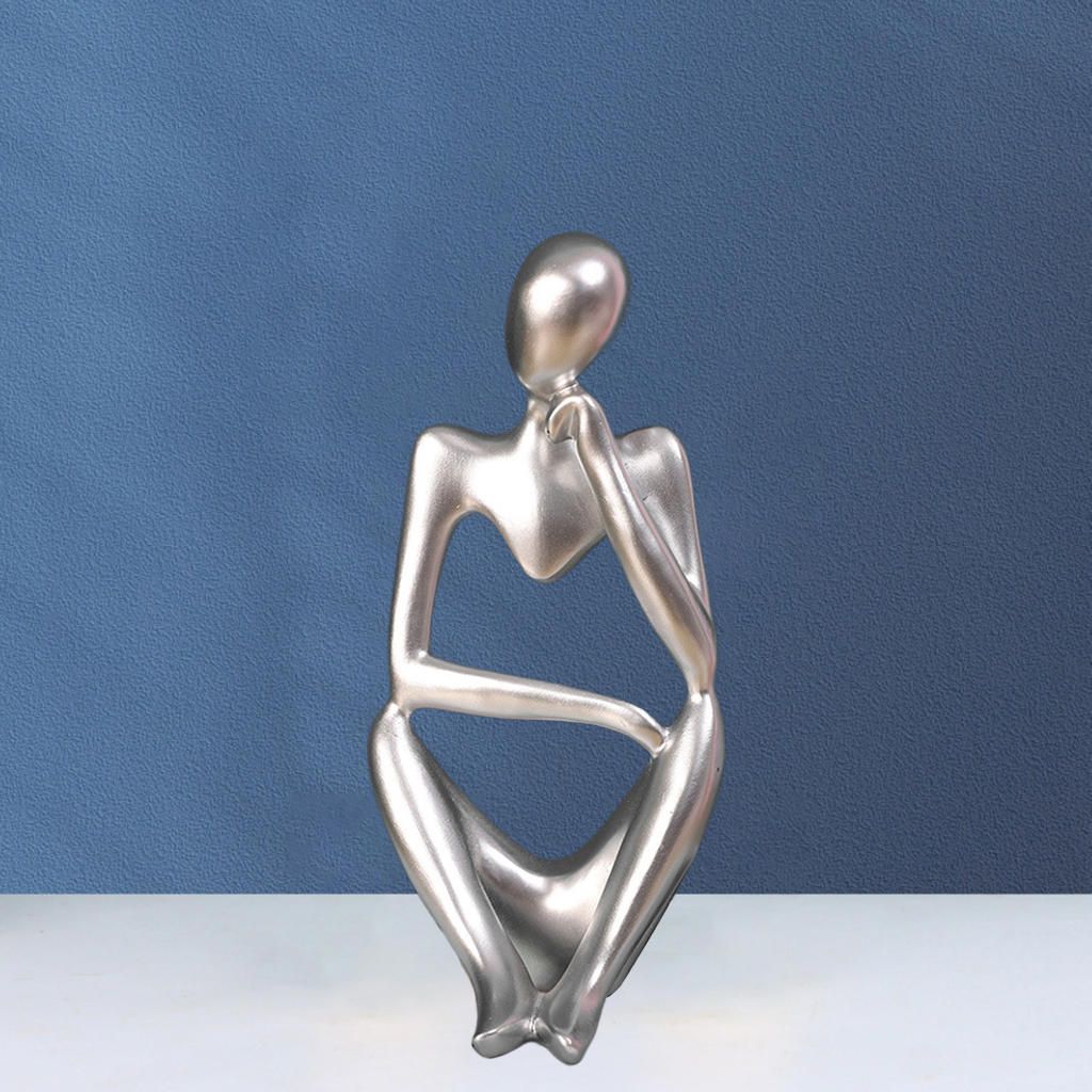 Creative Thinker Sculpture Crafts Figurine Office Home Silver Left