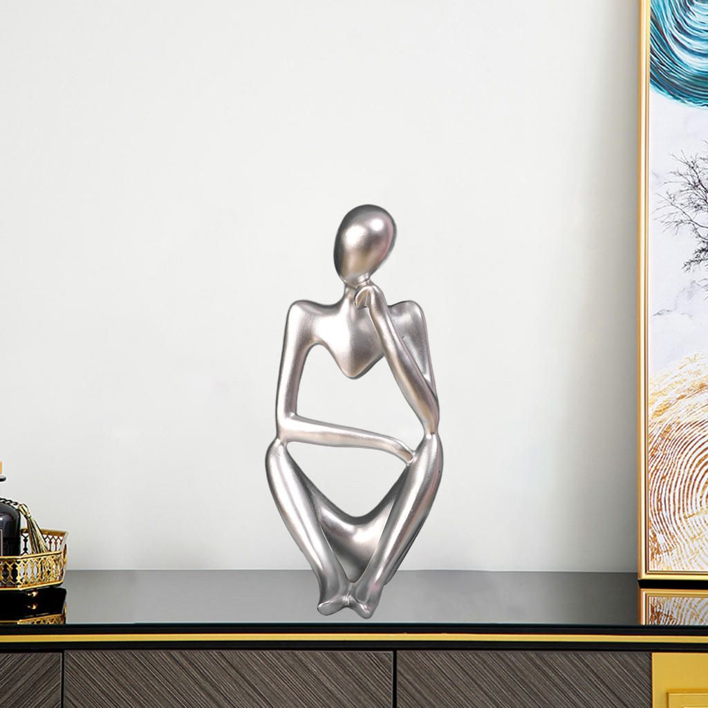 Creative Thinker Sculpture Crafts Figurine Office Home Silver Left