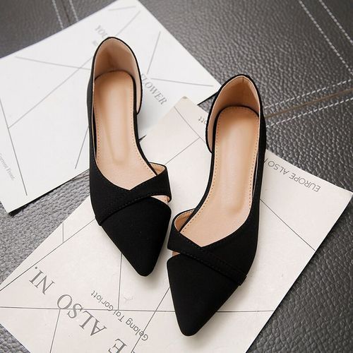Women's Flat Shoes Pink Black Solid Color Suede Pointed Toe Office Sandals