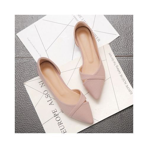 Women's Flat Shoes Pink Black Solid Color Suede Pointed Toe Office Sandals