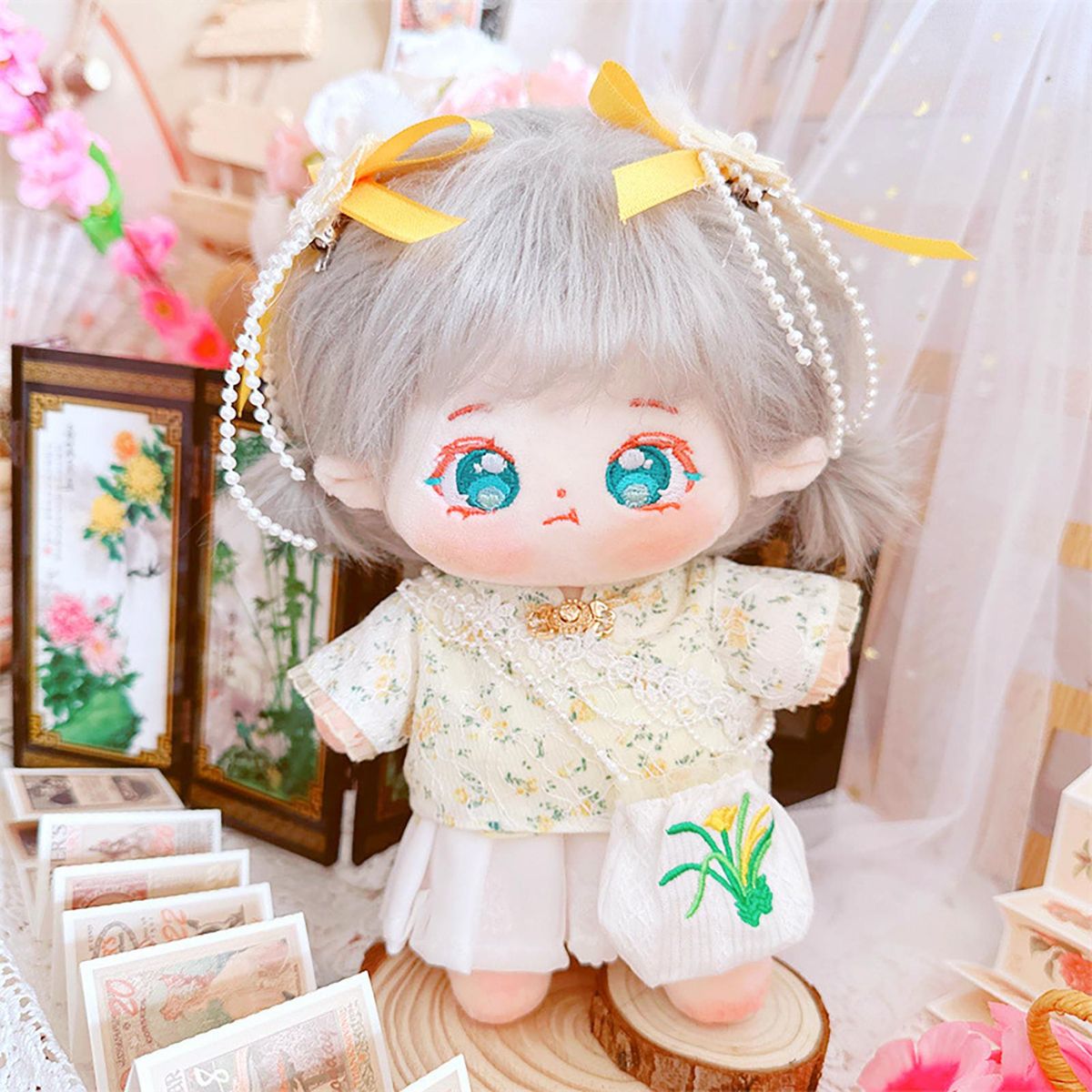 1 Set Doll Short Skirt Cross-body Bag Chinese Ancient Top