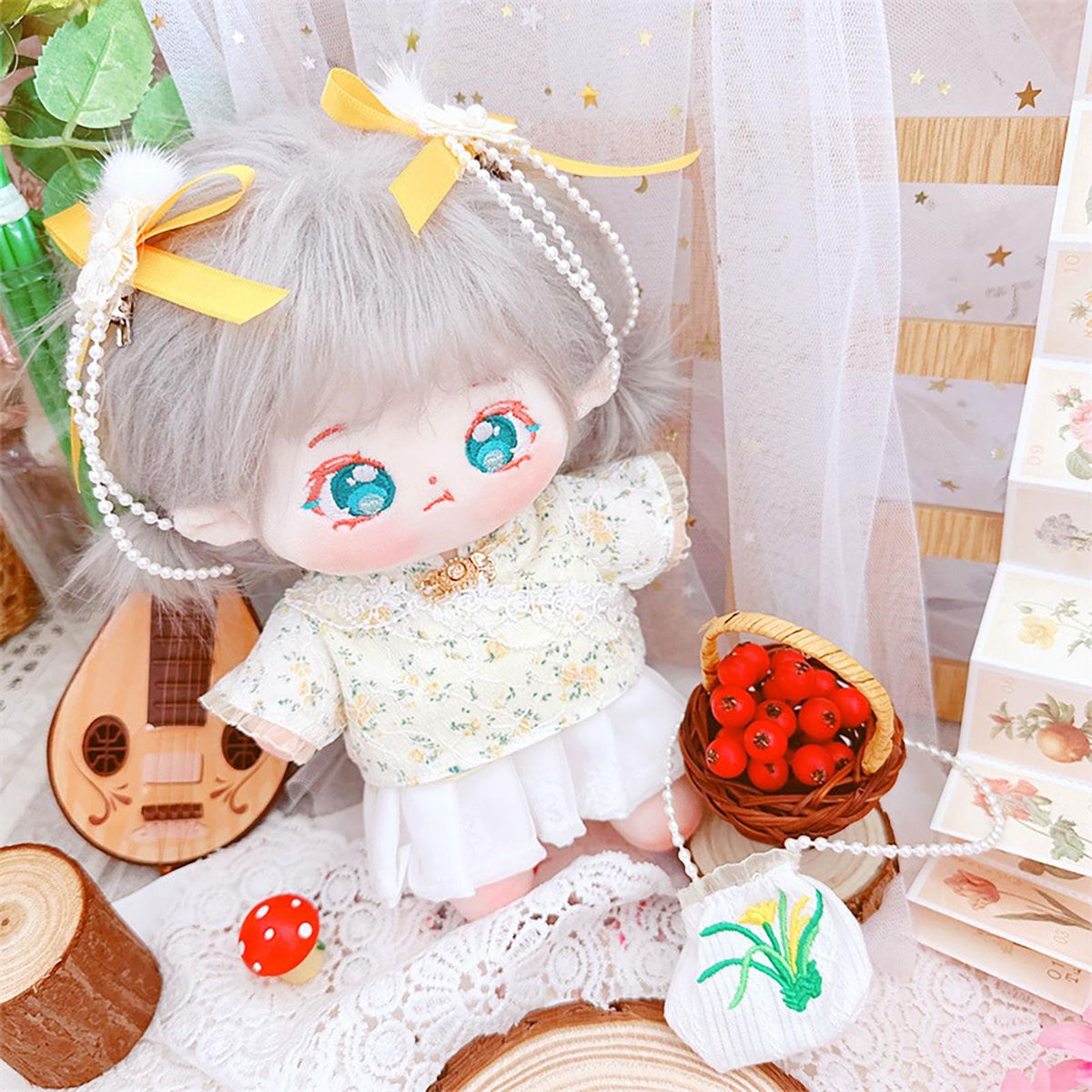 1 Set Doll Short Skirt Cross-body Bag Chinese Ancient Top