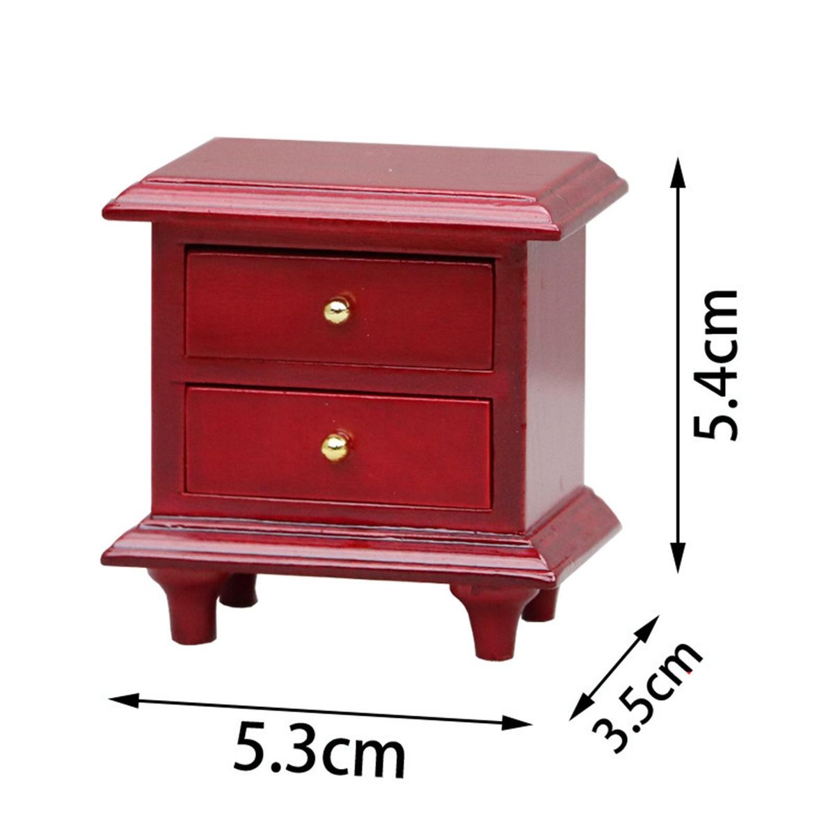 Dollhouse Nightstand Miniature Bedside Cabinet Model Red