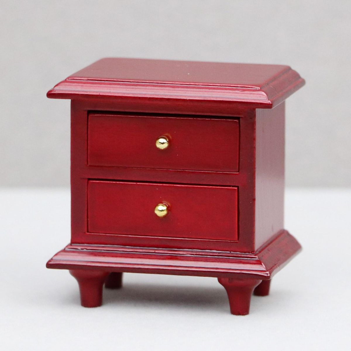 Dollhouse Nightstand Miniature Bedside Cabinet Model Red