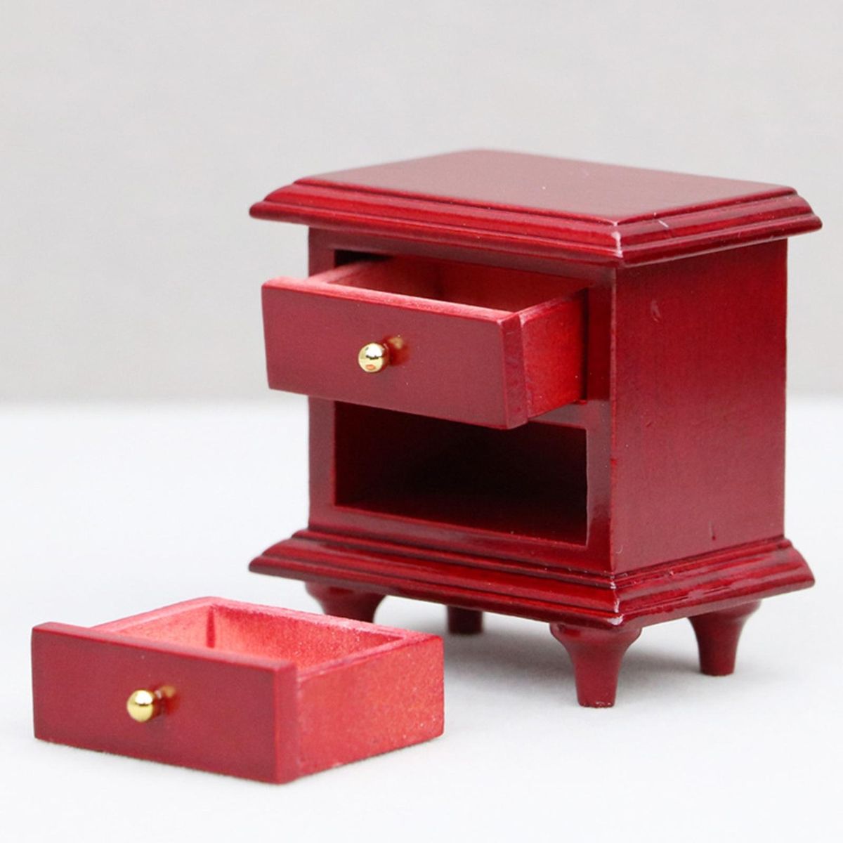 Dollhouse Nightstand Miniature Bedside Cabinet Model Red